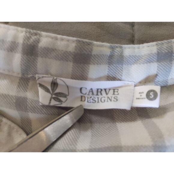 CARVE DESIGNS Plaid Peplum Top Fringe Hem Size Small Western Boho Cowgirl - Picture 4 of 9